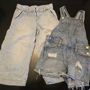 Kids Old Navy Overalls and Jean Capri Set